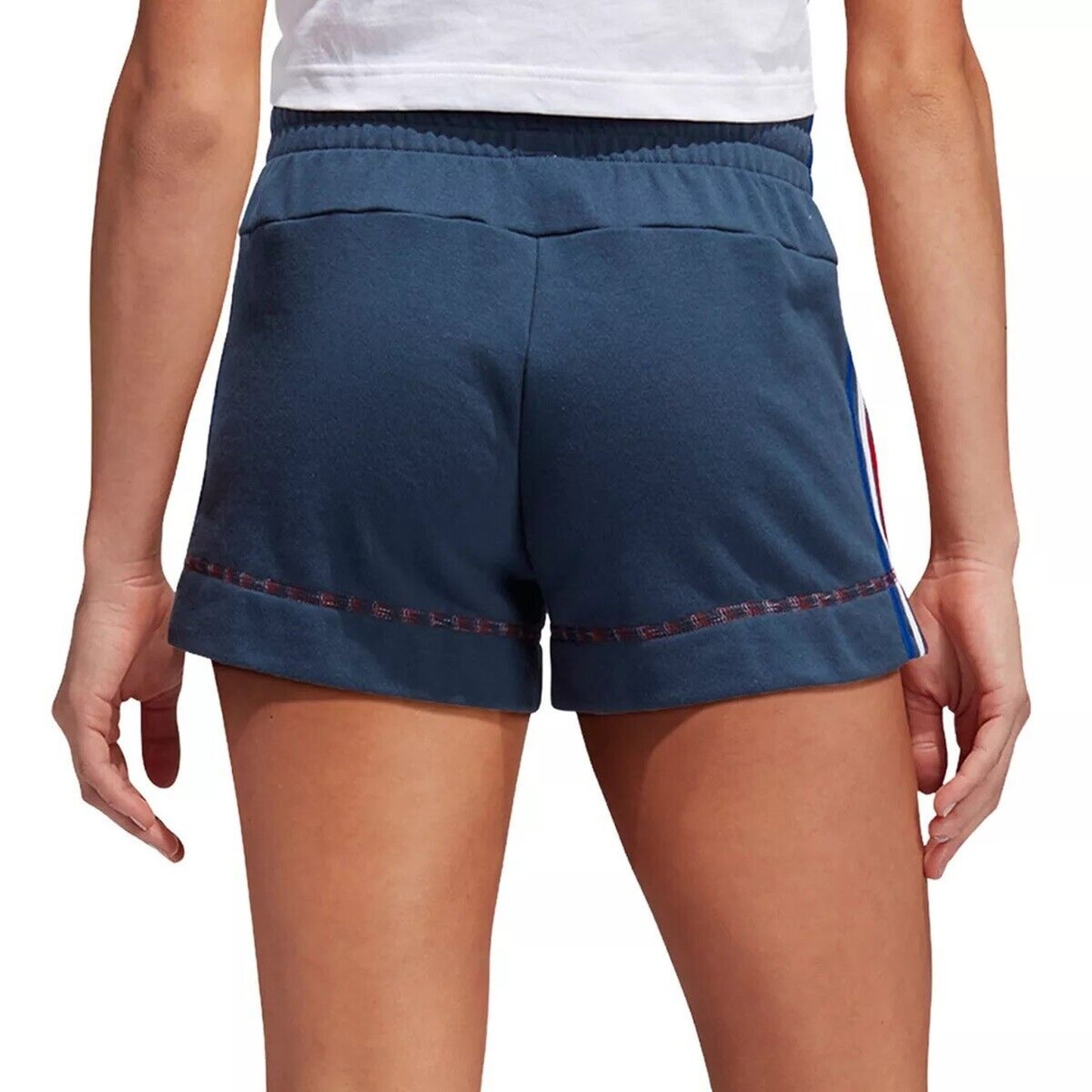 Adidas Womens Snowcone Drawstring Short Solid Crew Navy Stripe, NWT