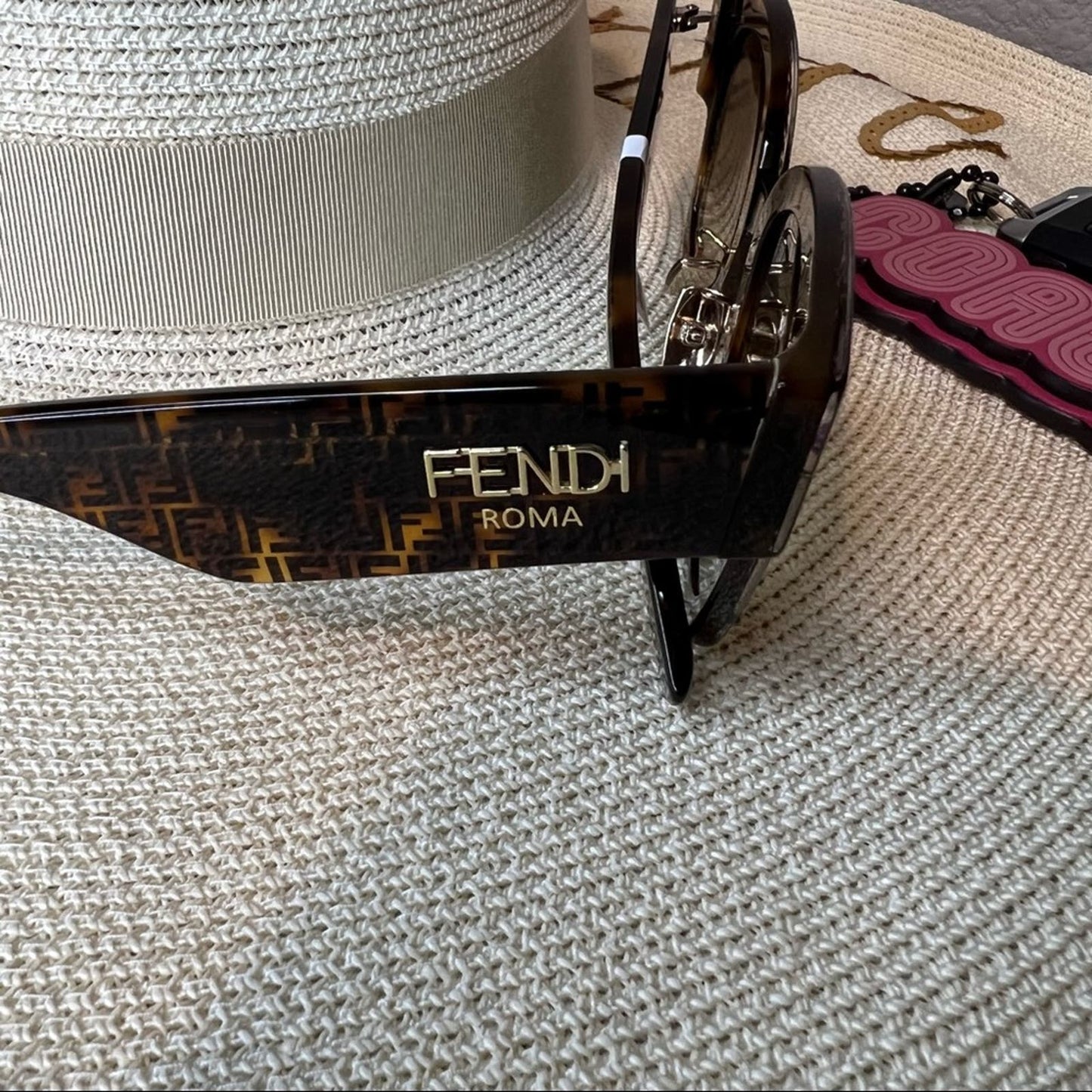 Fendi Brown & Black Havana Sunglasses w/ Gold Details, “FF0458/G/S”, NWT!!