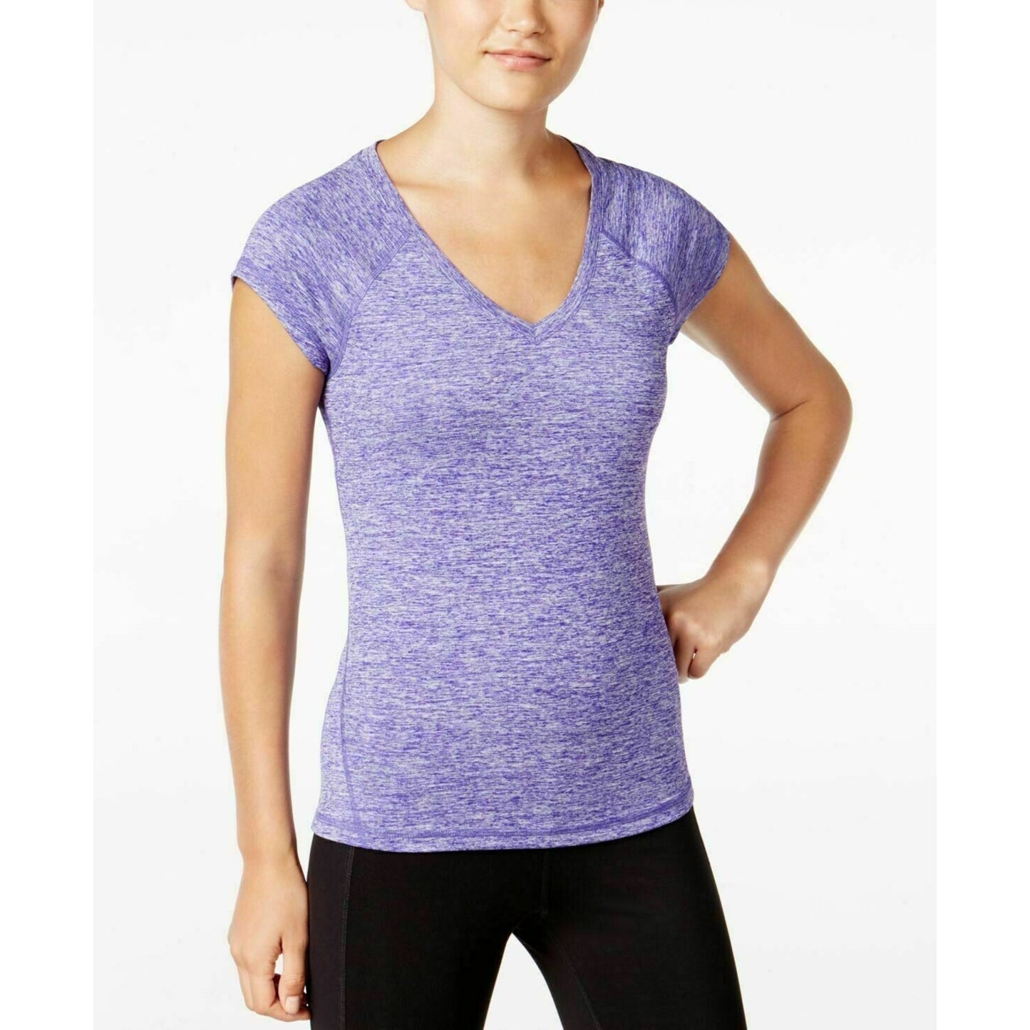 ID Ideology Women's Heathered Short-Sleeve Tee Blazing Purple, NWT