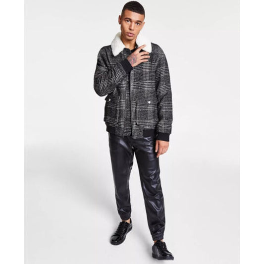 INC International Concepts Men's Deep Black Houndstooth Print Jacket