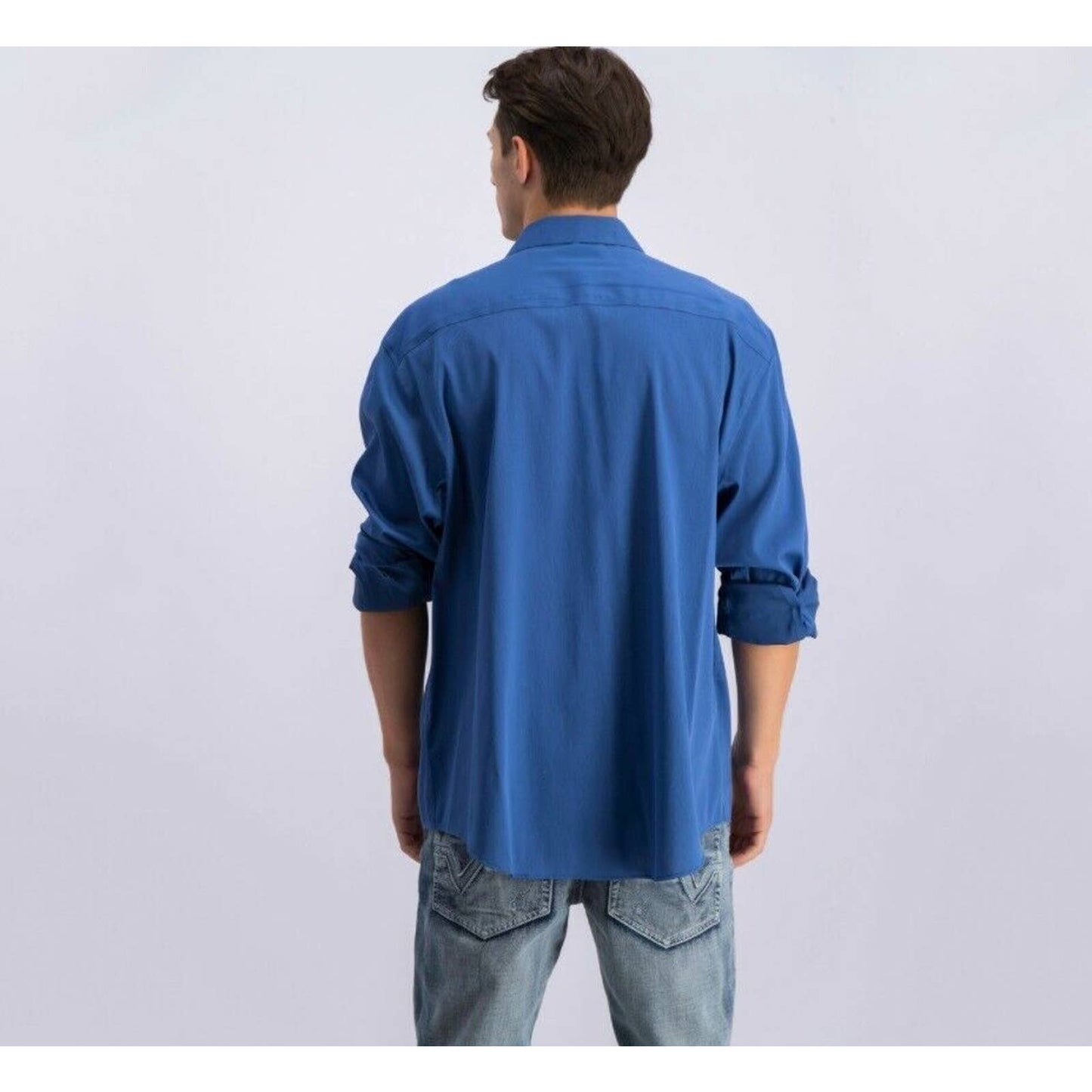 ALFANI, Men's Dark Blue Pinstriped Fashion Button Up Shirt, Size XL Slim Fit NWT