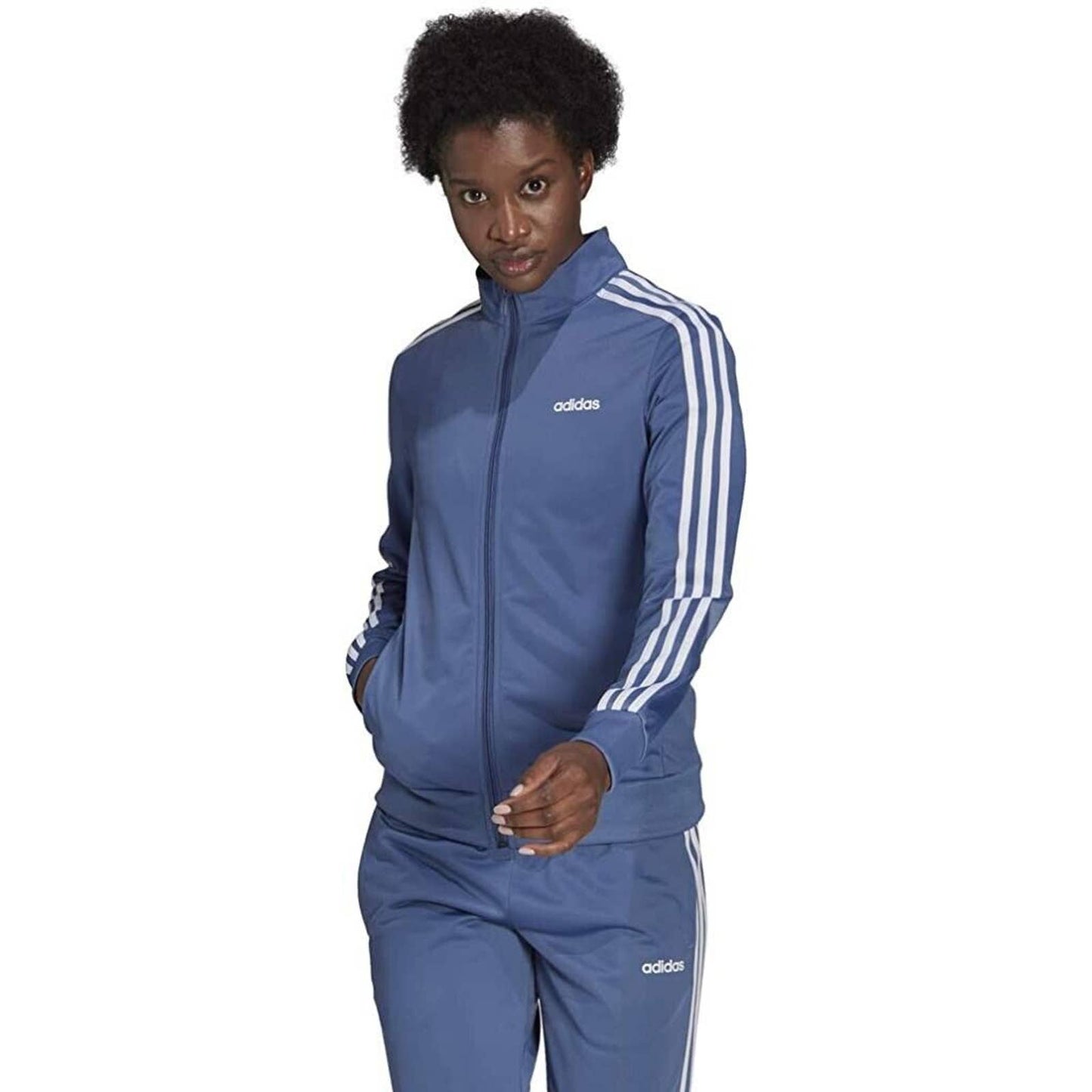 Adidas Ladies 3-Stripe Tricot Track Jacket Crew Blue, Small, NWT