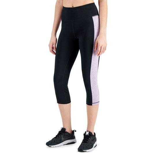 Ideology Women's Colorblocked Cropped Leggings Noir Periwinkle, NWT