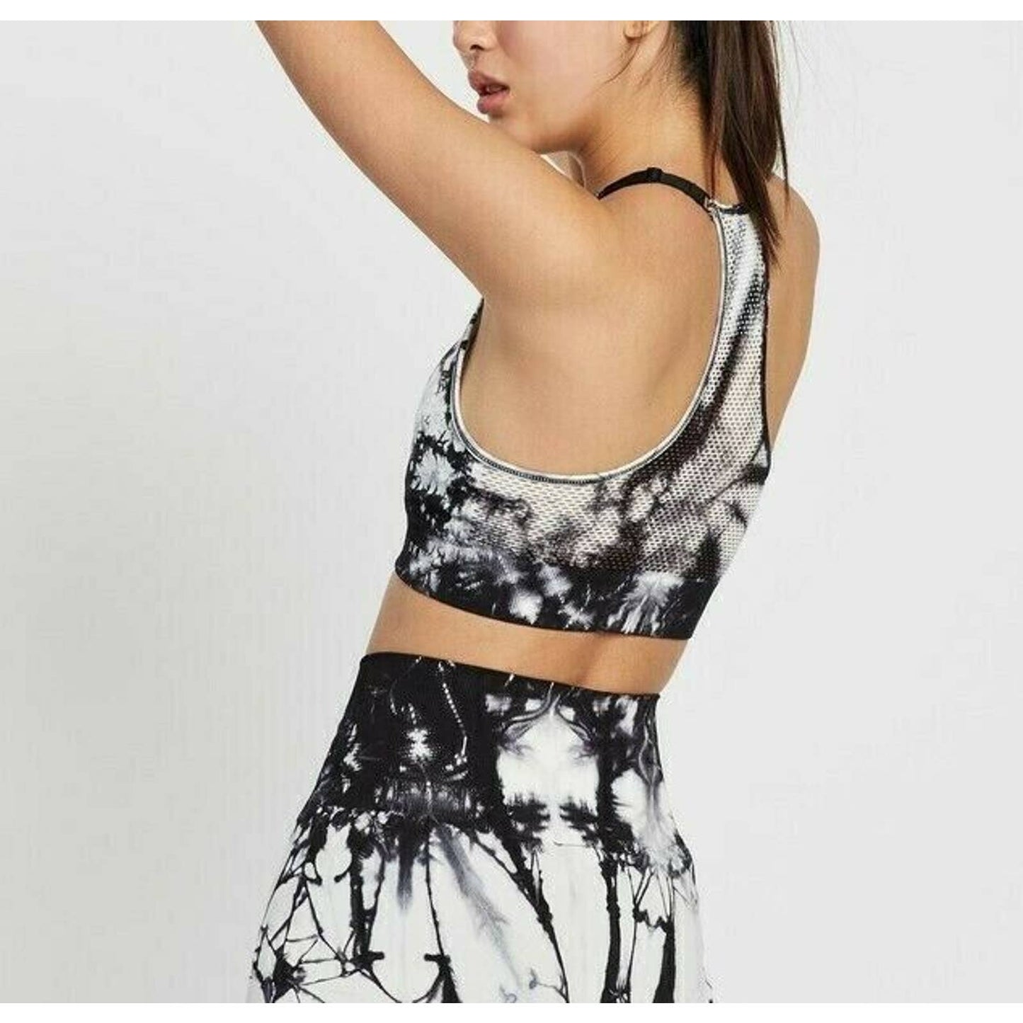 DKNY Womens Tie Dye Racerback Sports Bra Black White, NWT, $49