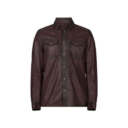 John Varvatos Lionell Leather Shirt Jacket Pinot Noir