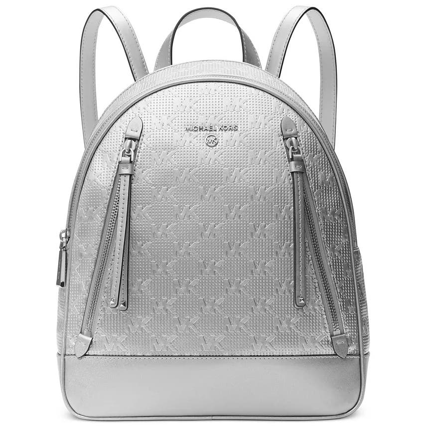 Michael Kors Small Brooklyn Monogram Backpack Silver