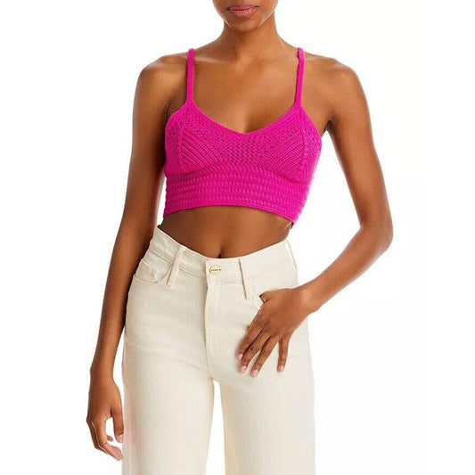 AQUA Ladies Hot Pink Crochet Crop Top