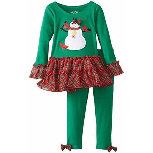 MARMELLATA, Girl's Christmas Snowman Dress, Green Leggings, Size 18 Months, NWT