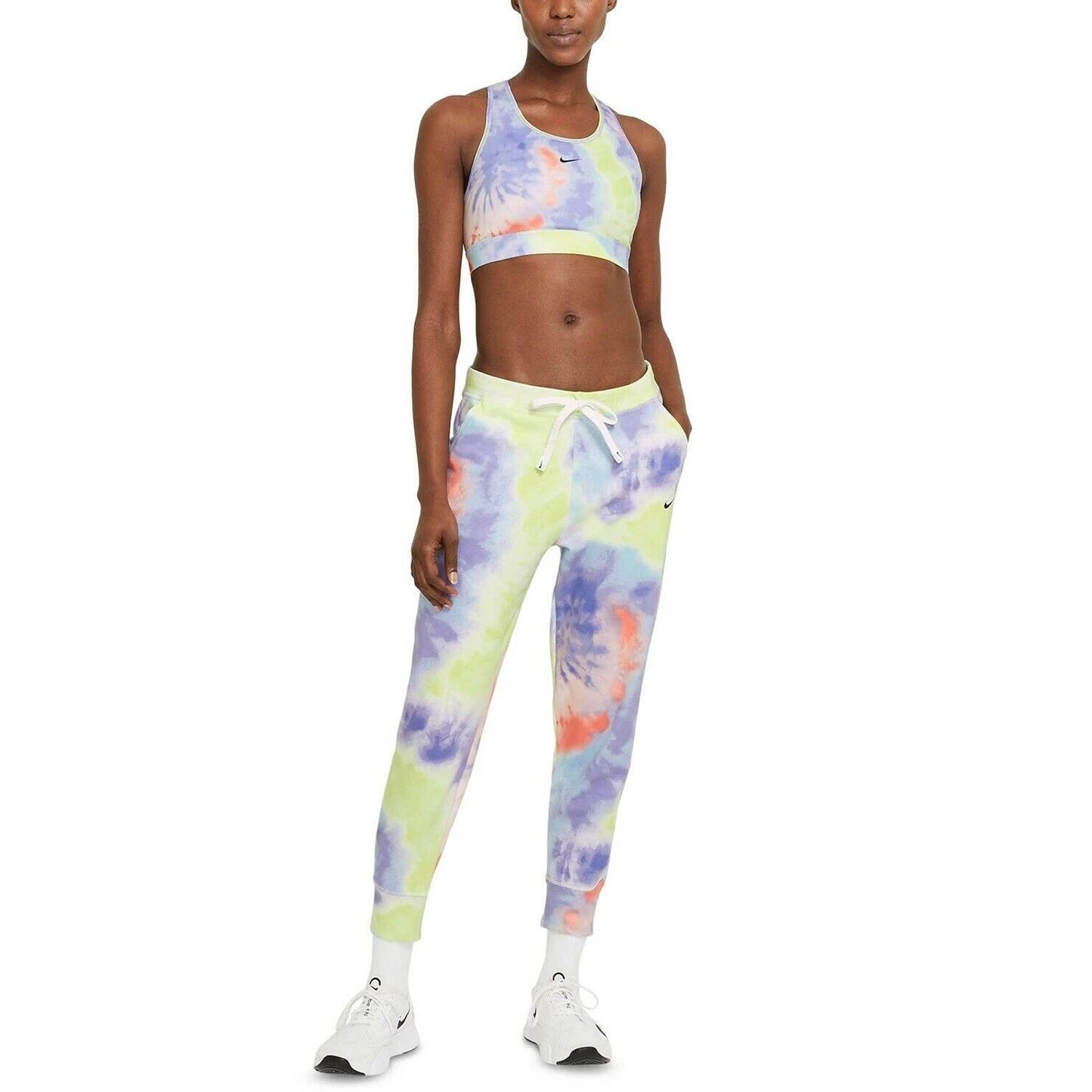 Nike Pro Ladies Printed Cutout Back Tie Dye Sports Bra Bright Mango, NWT