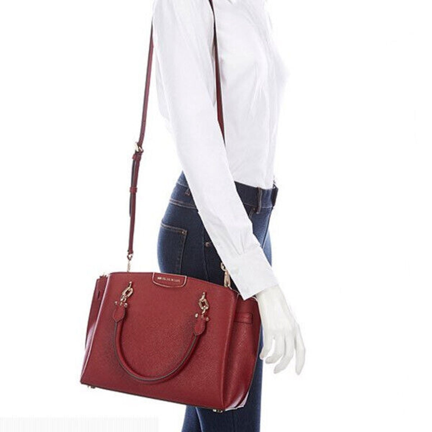 Michael Kors “Rochelle” Deep Wine Red Saffiano Leather Shoulder Bag, NWT