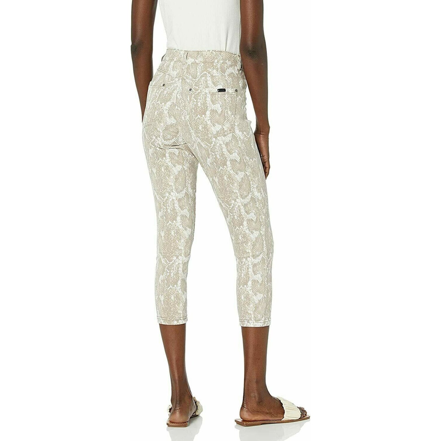 HUE Women's High Rise Denim Capri Legging Taupe Snake