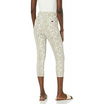 HUE Women's High Rise Denim Capri Legging Taupe Snake