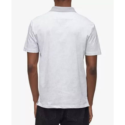 Calvin Klein Men's Brilliant White Monogram Logo Printed Polo Shirt