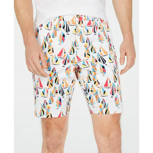 CLUB ROOM, Men's White Multi-Color Trend Sailboat Boat Shorts