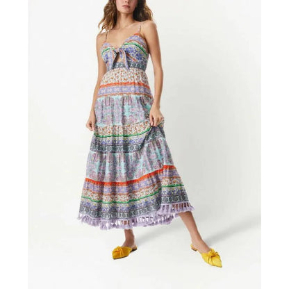 ALICE + OLIVIA Mika Tie-Front Tassel-Hem Dress