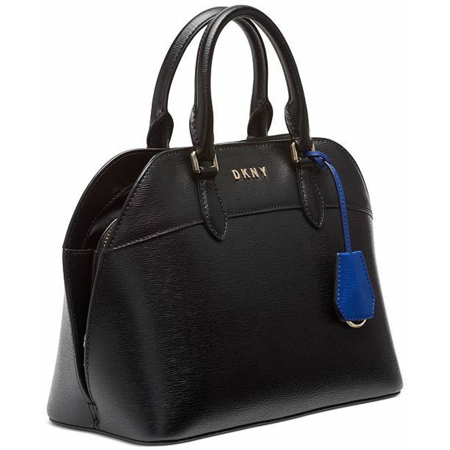 DKNY BOBI Satchel Medium, Black Leather Detachable Crossbody Strap, NWT $228