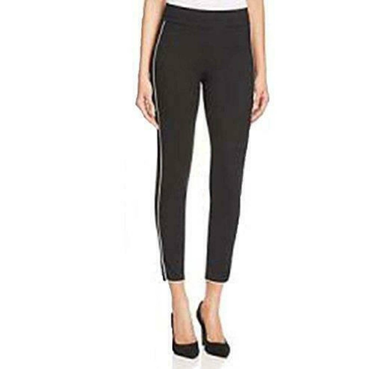 HUE LADIES PIPED POLISHED TWILL SKIMMER LEGGING X-SMALL, BLACK NWT