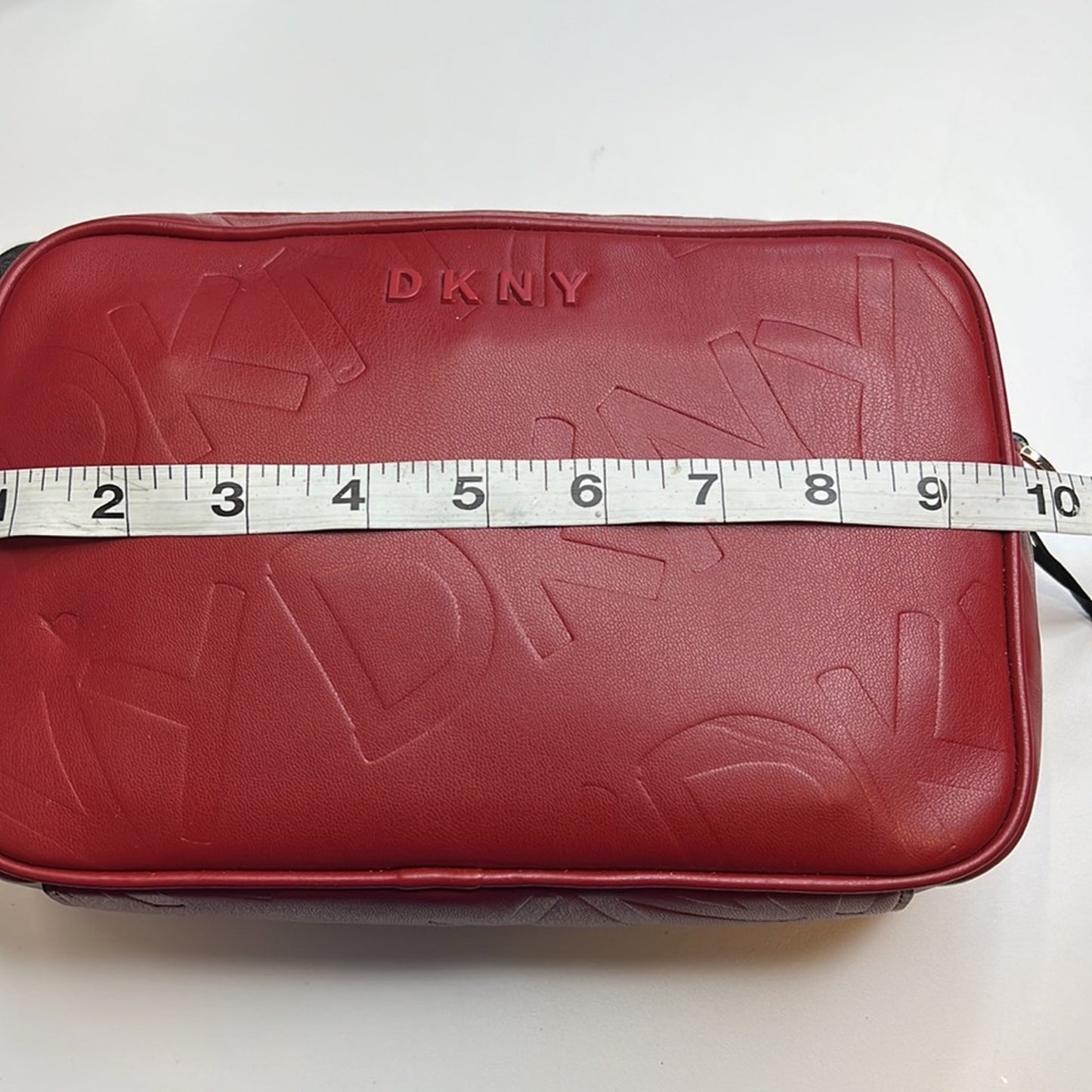 DKNY Red & Black Signature Embossed Leather Crossbody Bag, NWT!!