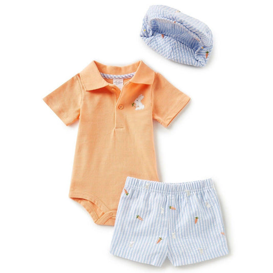 STARTING OUT, Newborn Easter Golf Shorts Set 3 Piece, Shorts, Hat, Polo NB, NWT!