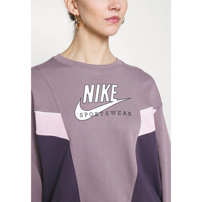 NIKE WOMEN'S PULLOVER SWEATSHIRT COLORBLOCK, SMOKE RAISIN, XL, NWT