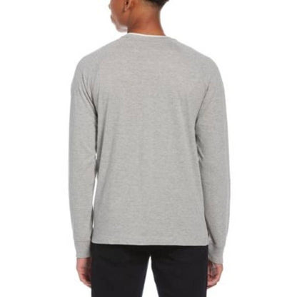 Perry Ellis America Men's Steel Gray & White Pinstriped Henley Shirt