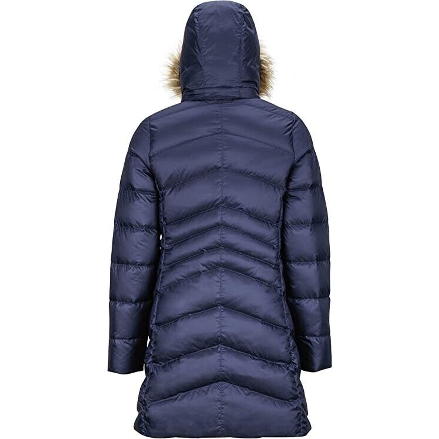 Marmot Montreal Womens Hooded Faux-Fur-Trim Midnight Navy Parka, M NWT $285