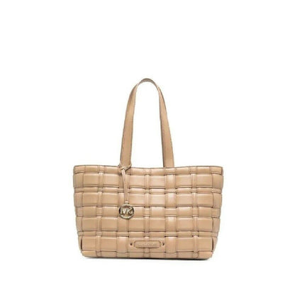 Michael Kors Camel “Ivy” Woven Tote Bag, Vegan Faux Leather, NWT