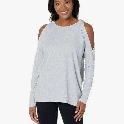 Michael Kors Metallic Silver Knit Top w/ Stud Accents