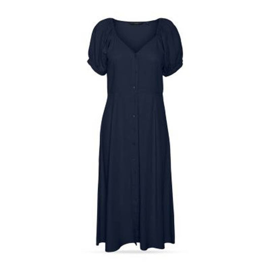 Vero Moda Ladies Navy Blue Short Sleeve Midi Shirt Dress, Size Small, NWT!