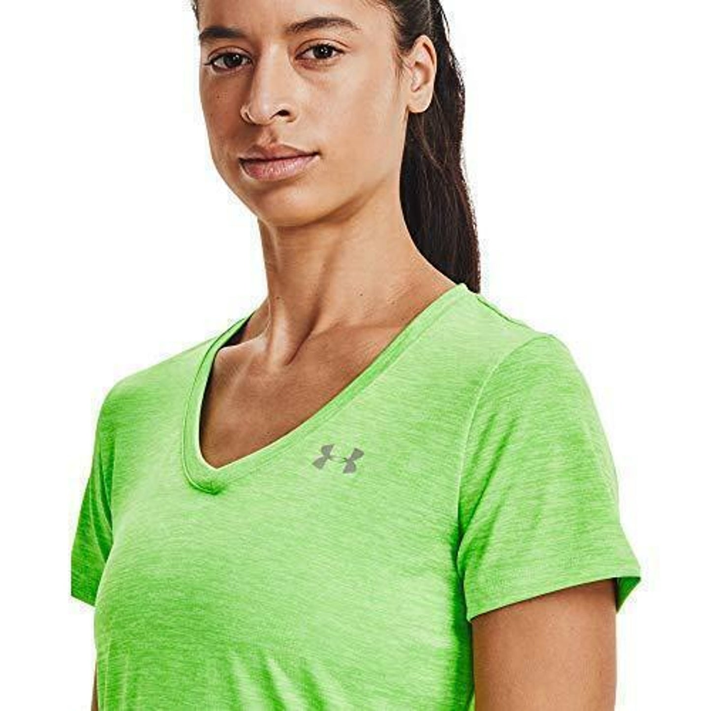 Under Armour Women's Tech Twisted Summer Lime V-Neck, NWT
