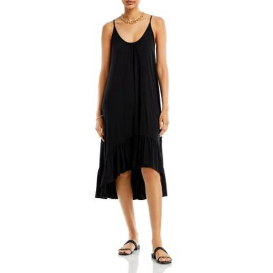 AQUA Ladies Black Jersey High Low Midi Dress, Size Medium, NWT!