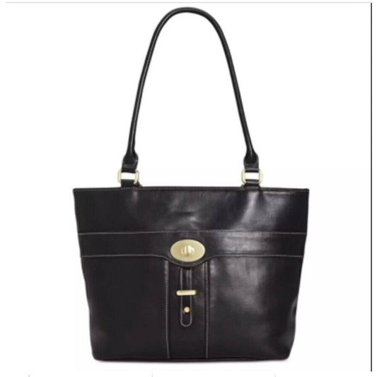 GIANI BERNINI, Turnlock Glazed Tote, Black Gold