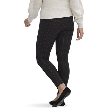 HUE Women's Work Ponte High Rise Skimmer Pinstripe Leggings in Black