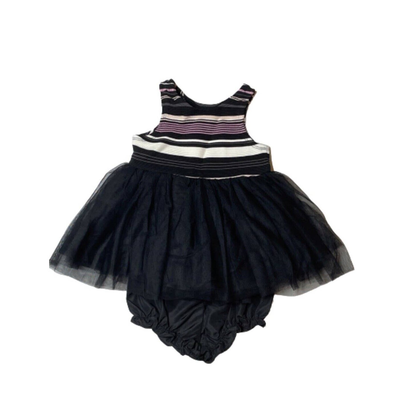 PASTOURELLE By Pippa & Julie 12 Mo Black/ Pink/ White Striped Tutu Dress NWT