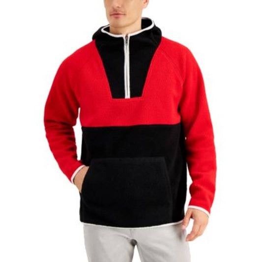 Club Room Men's Colorblocked Anorak Quarter Zip Jacket, Ablaze Red