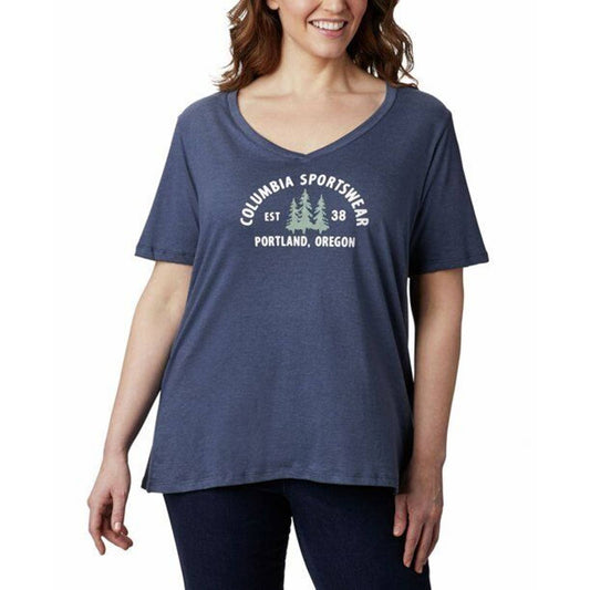 Columbia Women's Plus Size Relaxed V-Neck T-Shirt Nocturnal Heather