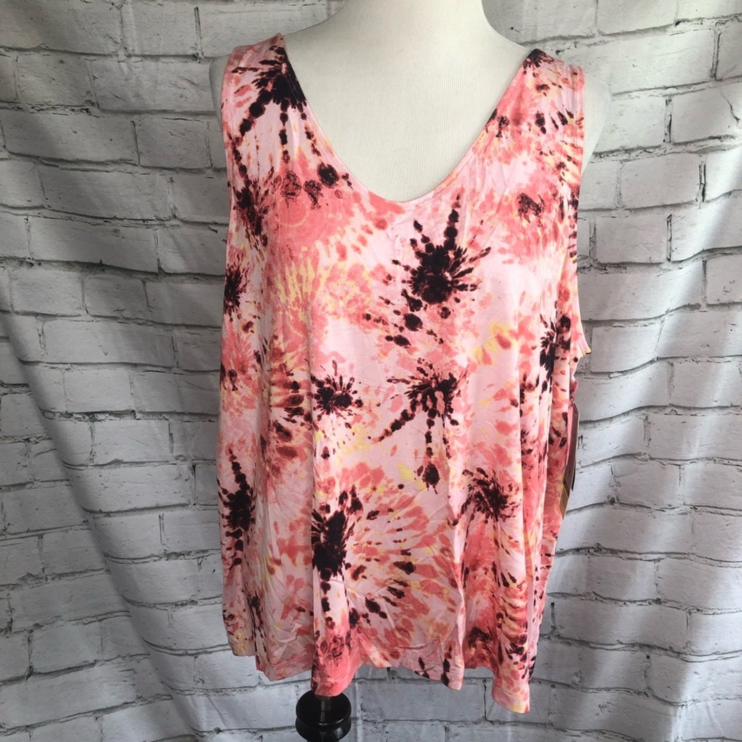 Ideology Peachberry Pink Tie Dye Scoop Neck Tank Top, Size XXL, NWT!!