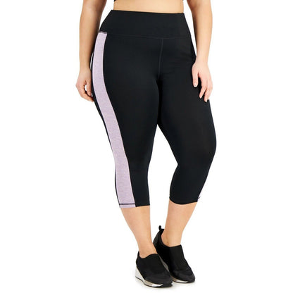 Ideology Women's Colorblocked Cropped Leggings Noir Periwinkle