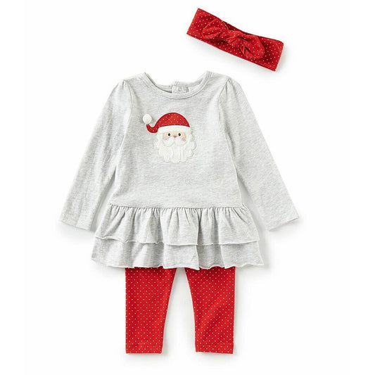 STARTING OUT Infant Girls Tunic Legging Headband Set Christmas Santa Set 18M NWT