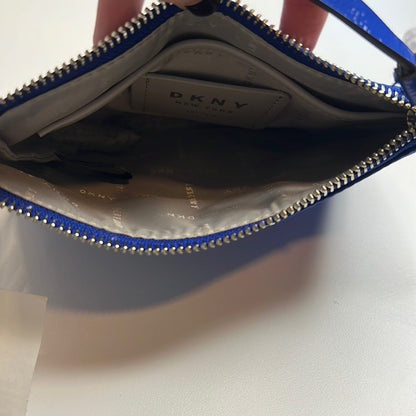 DKNY Royal Blue Nylon Wristlet Wallet, Zipper Closure, Silver Hardware, NWT!