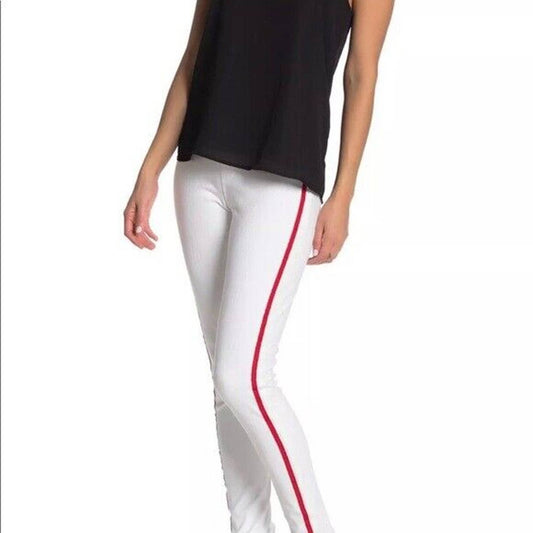 HUE LADIES RACER STRIPE ORIGINAL DENIM LEGGINGS JEGGINGS WHITE NWT!