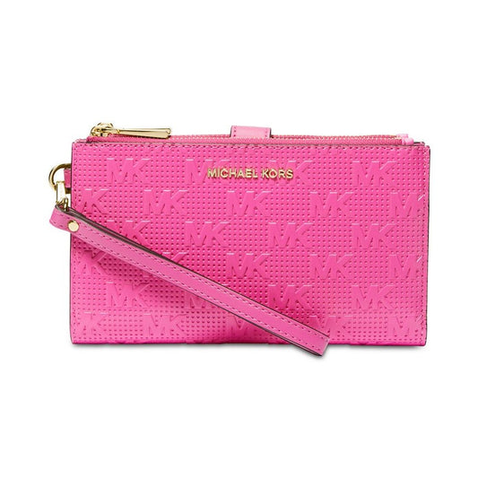 Michael Kors Signature Jet Set Double Zip W Cerise, Wristlet Style Wallet