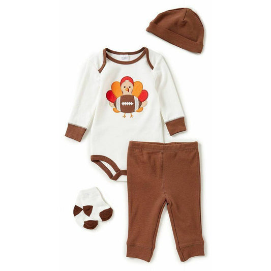 SALE! STARTING OUT Sizes 6M, NB THANKSGIVING Football Turkey Set, 4 PC $28 NWT