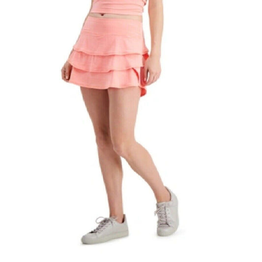 Ideology Women's Ruffle Tiered Skort Peachberry, NWT