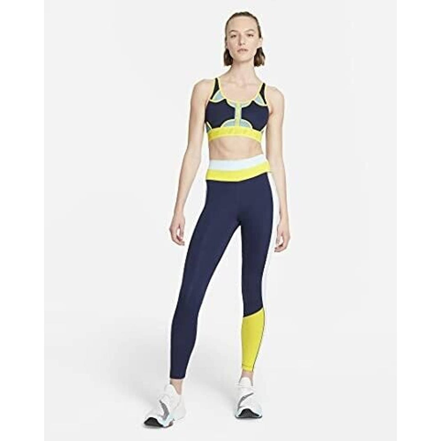 NIKE WOMEN'S COLORBLOCK DRI FIT LEGGINGS MIDNIGHT NAVY GLACIER, NWT