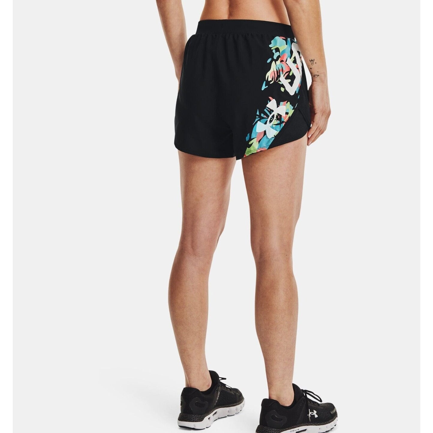 Under Armor Women's UA Fly-By 2.0 Floral Shorts, Black, NWT