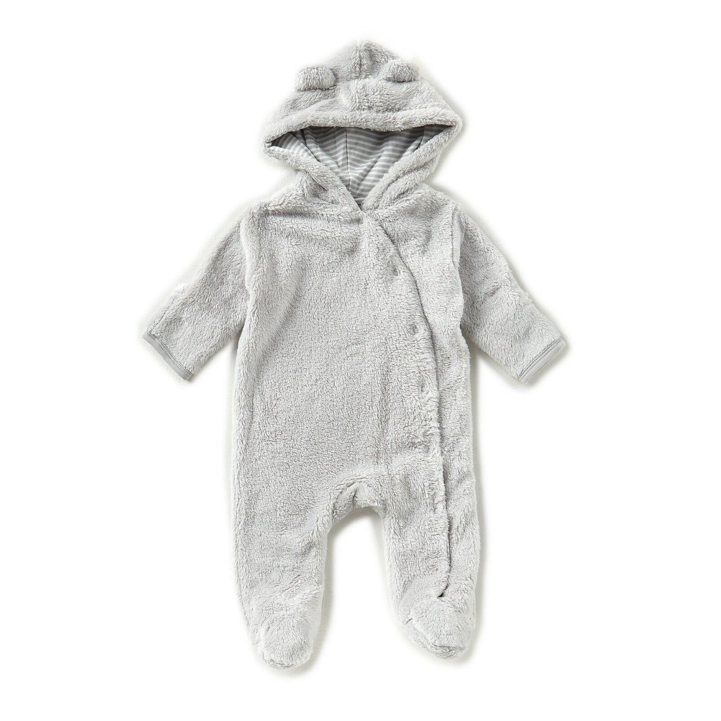 Starting Out Fuzzy Gray Onesie w/ Bear Ears on Hood, NWT!!