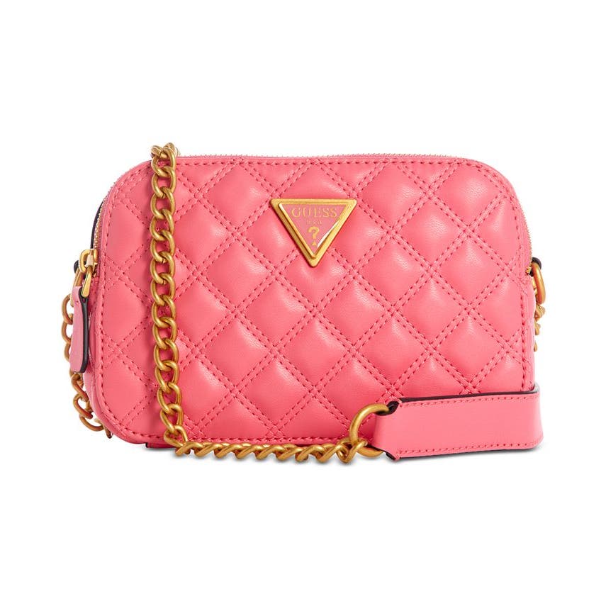 Guess Giully Small Quilted Double Top Zip Camera Bag Watermelon
