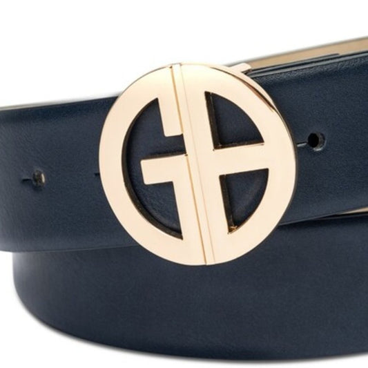 Giani Bernini Solid Black Leather Belt, Gold Hardware, Multiple Sizes