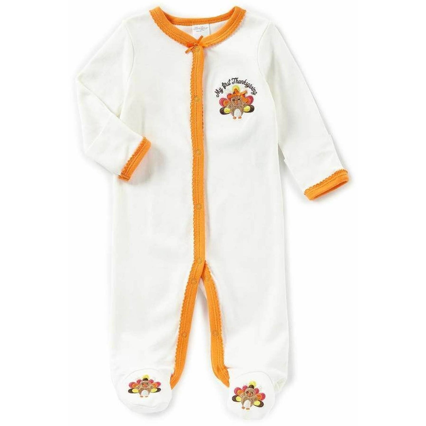 STARTING OUT BABY GIRL Layette Sleeper My First Thanksgiving, Winter White, NWT!